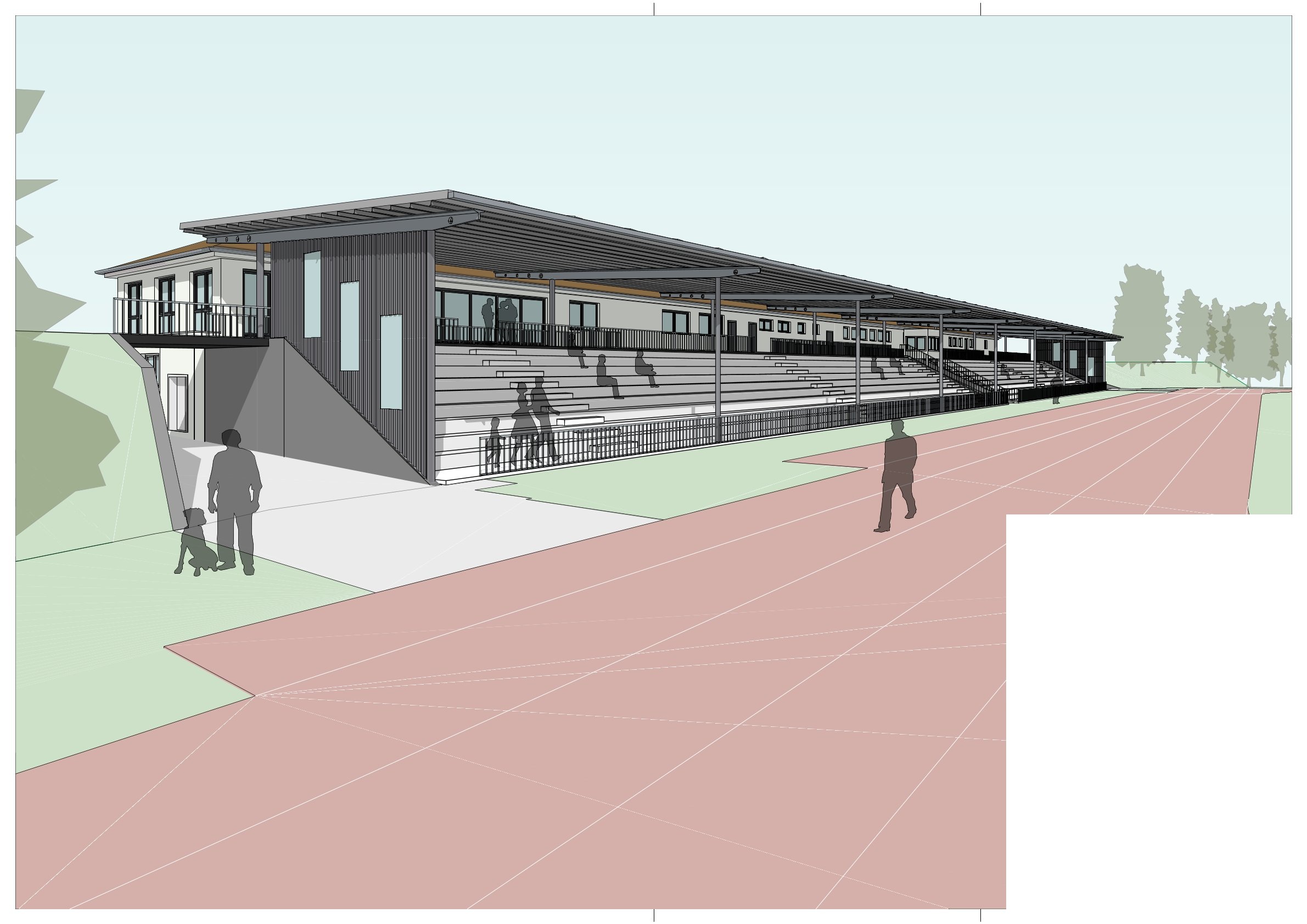 Tribünenüberdachung mit Aufstockung Friedrich-Möbus-Stadion 1
